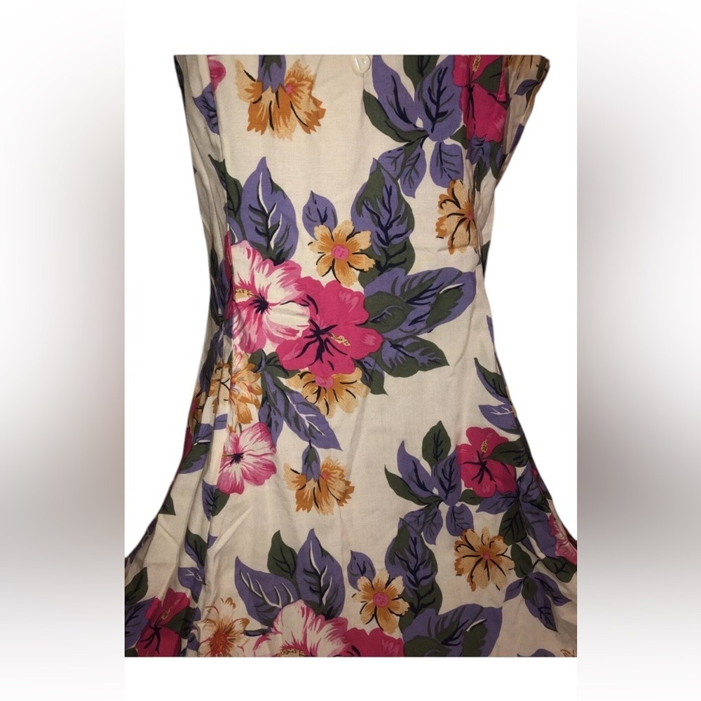 Vibrant vintage mock button Floral Print Maggie Lawrence sport dress sz Medium - Picture 3 of 7